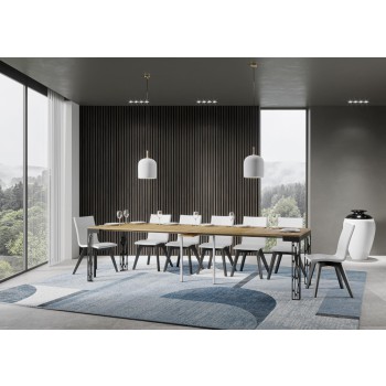 Ghibli Evolution konsolbord med antracit stel - Udtrækkeligt konsolbord 90x40/300 cm Ghibli Evolution Hvid Ask med antracit stel