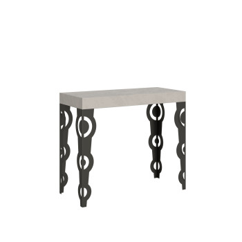 Karamay konsolbord med antracit ben - Karamay Lille udtrækkeligt konsolbord 90x40/196 cm med hvid asketræ og antracit ben