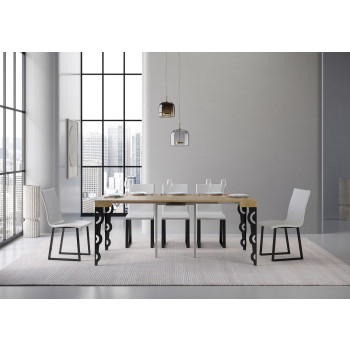 Karamay konsolbord med antracit ben - Karamay Lille udtrækkeligt konsolbord 90x40/196 cm med hvid asketræ og antracit ben