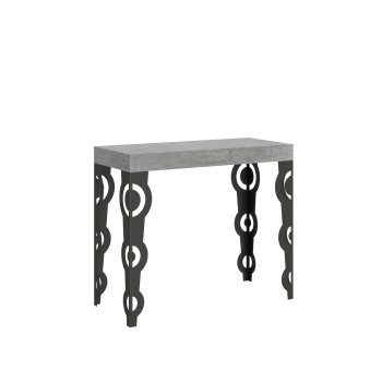 Karamay konsolbord med antracit ben - Karamay Lille udtrækkeligt konsolbord 90x40/196 cm med hvid asketræ og antracit ben