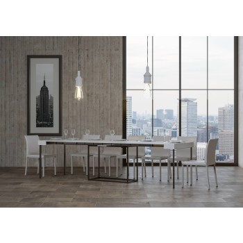 Nordica konsolbord med antracit stel - Udtrækkeligt konsolbord 90x40/300 cm Nordica Naturlig Eg med antracit stel