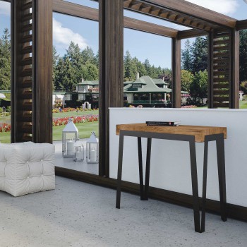 Rio konsolbord med antracit stel - 90x40/300 cm Rio udtrækkeligt konsolbord i naturlig eg med antracit stel