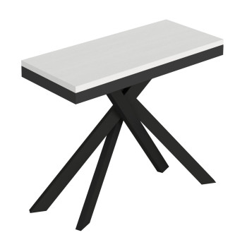 Saki Evolution konsolbord med antracitfarvede ben og stel - Saki Small Evolution udtrækkeligt konsolbord 90x40/196 cm med hvidt asketræ og antracitfarvede ben