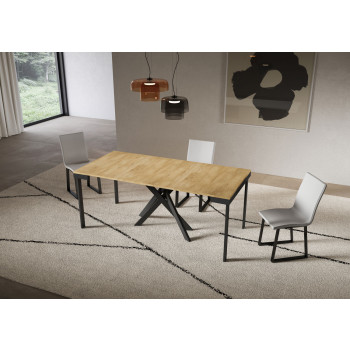 Saki Evolution konsolbord med antracitfarvede ben og stel - Saki Small Evolution udtrækkeligt konsolbord 90x40/196 cm med hvidt asketræ og antracitfarvede ben