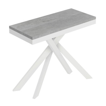 Saki Evolution konsolbord med hvide ben og stel - Udtrækkeligt konsolbord 90x40/300 cm Saki Evolution hvid ask med hvide ben