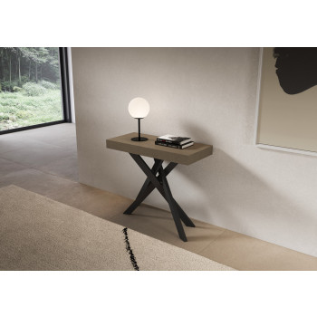 Saki konsolbord med antracit ben - Saki cashmere udtrækkeligt konsolbord 90x40/300 cm med antracit ben
