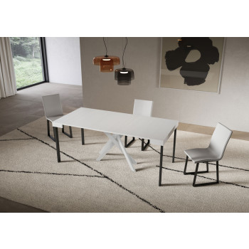 Saki konsolbord med hvide ben - Udtrækkeligt konsolbord 90x40/196 cm Saki Lille kashmir med hvide ben