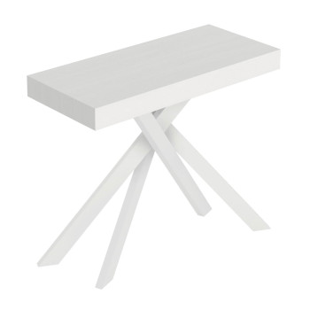 Saki konsolbord med hvide ben - Udtrækkeligt konsolbord 90x40/196 cm Saki Lille kashmir med hvide ben