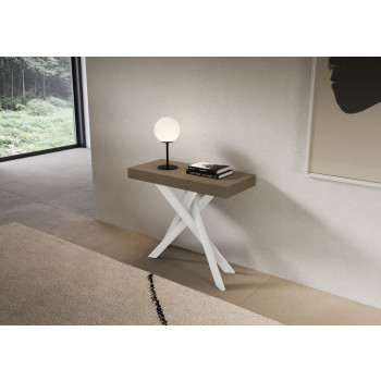 Saki konsolbord med hvide ben - Udtrækkeligt konsolbord 90x40/196 cm Saki Lille kashmir med hvide ben