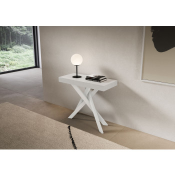 Saki konsolbord med hvide ben - Udtrækkeligt konsolbord 90x40/300 cm Saki cashmere med hvide ben