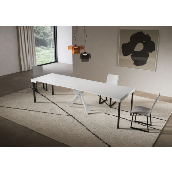 Saki konsolbord med hvide ben - Udtrækkeligt konsolbord 90x40/300 cm Saki cashmere med hvide ben