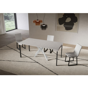 Saki konsolbord med hvide ben - Udtrækkeligt konsolbord 90x40/300 cm Saki cashmere med hvide ben