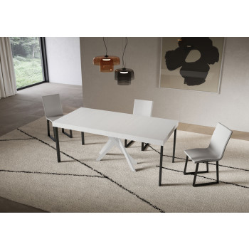 Saki Premium konsolbord med hvide ben - Udtrækkeligt konsolbord 90x40/196 cm Saki Small Premium Cashmere med hvide ben