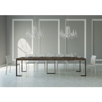 Sintesi konsolbord med antracit stel - Udtrækkeligt konsolbord 90x40/300 cm Sintesi Premium Naturlig Eg med antracit stel