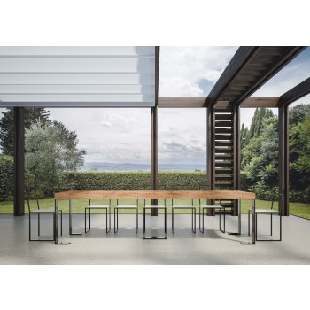 Sintesi konsolbord med antracit stel - Udtrækkeligt konsolbord 90x40/300 cm Sintesi Premium Naturlig Eg med antracit stel