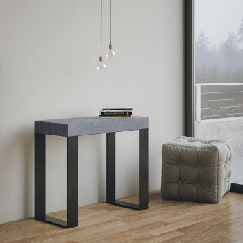 Tecno konsolbord med antracit ben - Tecno Lille udtrækkeligt konsolbord 90x40/196 cm med hvid ask og antracit ben