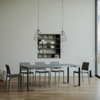 Tecno konsolbord med antracit ben - Tecno Lille udtrækkeligt konsolbord 90x40/196 cm med hvid ask og antracit ben