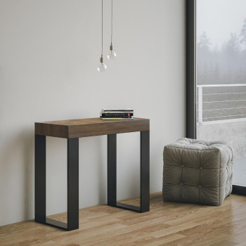 Tecno konsolbord med antracit ben - Tecno Lille udtrækkeligt konsolbord 90x40/196 cm med hvid ask og antracit ben