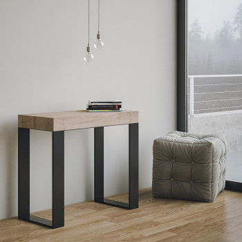 Tecno konsolbord med antracit ben - Tecno Lille udtrækkeligt konsolbord 90x40/196 cm med hvid ask og antracit ben