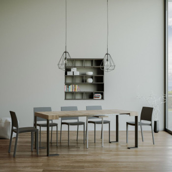 Tecno konsolbord med antracit ben - Tecno Lille udtrækkeligt konsolbord 90x40/196 cm med hvid ask og antracit ben