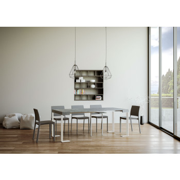 Tecno konsolbord med hvide ben - Udtrækkeligt konsolbord 90x40/196 cm Tecno Lille hvid ask med hvide ben