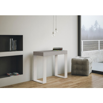 Tecno konsolbord med hvide ben - Udtrækkeligt konsolbord 90x40/196 cm Tecno Lille hvid ask med hvide ben