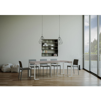 Tecno konsolbord med hvide ben - Udtrækkeligt konsolbord 90x40/196 cm Tecno Lille hvid ask med hvide ben