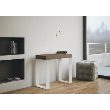 Tecno konsolbord med hvide ben - Udtrækkeligt konsolbord 90x40/196 cm Tecno Lille hvid ask med hvide ben