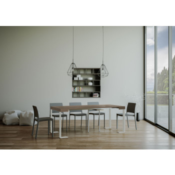 Tecno konsolbord med hvide ben - Udtrækkeligt konsolbord 90x40/196 cm Tecno Lille hvid ask med hvide ben