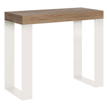 Tecno konsolbord med hvide ben - Udtrækkeligt konsolbord 90x40/196 cm Tecno Lille hvid ask med hvide ben