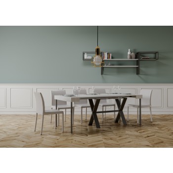 Xenia konsolbord med antracit stel - Udtrækkeligt konsolbord 90x40/196 cm Xenia Small Hvid Ask med antracit stel