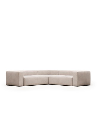 Blok 4-personers beige hjørnesofa 290 x 290 cm