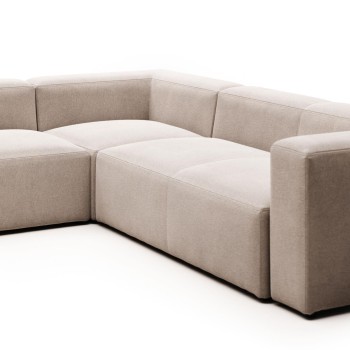 Blok 5-personers beige hjørnesofa 320 x 290 cm /