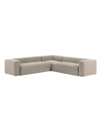 Blok 6-personers beige hjørnesofa 320 x 320 cm