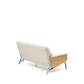 Amsen 2-personers sofa i beige egetræskrydsfiner med ben i børstet rustfrit stål, 165 cm