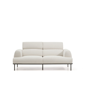 Aurum 2-personers sofa i ecru chenille med foldbar hovedgærde og matgrå metalbund 214 cm FSC Mix Credit