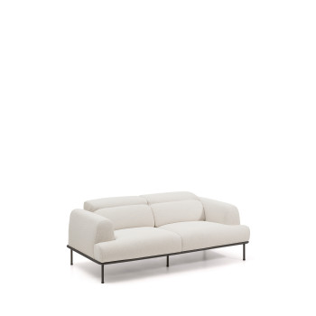 Aurum 2-personers sofa i ecru chenille med foldbar hovedgærde og matgrå metalbund 214 cm FSC Mix Credit