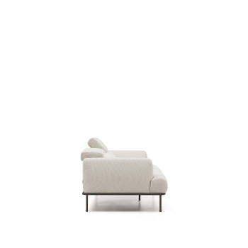 Aurum 2-personers sofa i ecru chenille med foldbar hovedgærde og matgrå metalbund 214 cm FSC Mix Credit