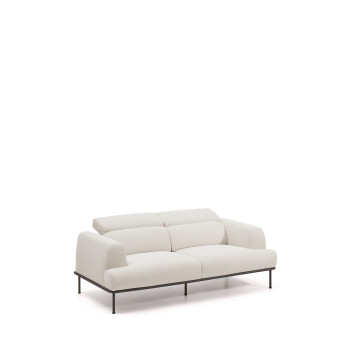 Aurum 2-personers sofa i ecru chenille med foldbar hovedgærde og matgrå metalbund 214 cm FSC Mix Credit