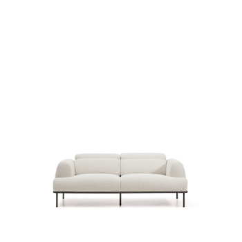 Aurum 2-personers sofa i ecru chenille med foldbar hovedgærde og matgrå metalbund 214 cm FSC Mix Credit