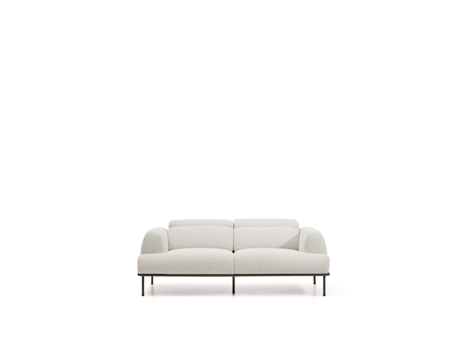 Aurum 2-personers sofa i ecru chenille med foldbar hovedgærde og matgrå metalbund 214 cm FSC Mix Credit