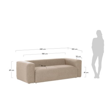 Blok 3-personers beige sofa 240 cm