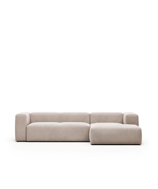Blok 3-personers sofa chaiselong højre beige 300 cm