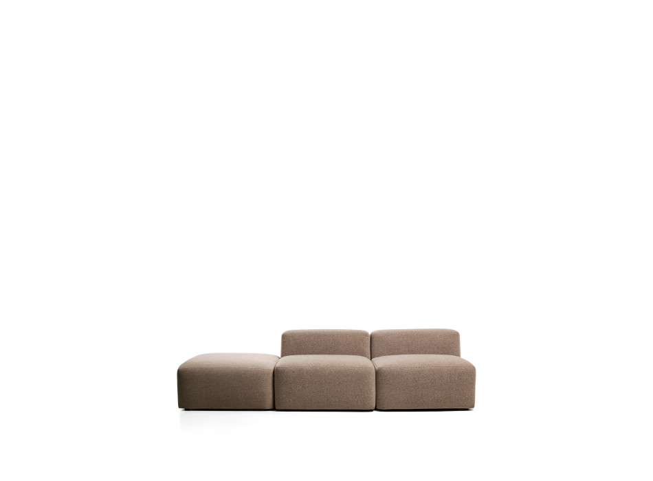 Blok 3-personers sofa med chenille-puf i enden