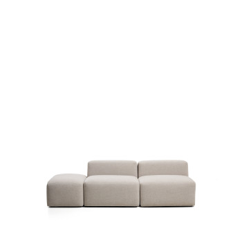 Blok 3-personers sofa med chenille-puf i enden