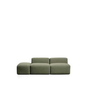 Blok 3-personers sofa med chenille-puf i enden