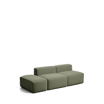Blok 3-personers sofa med chenille-puf i enden
