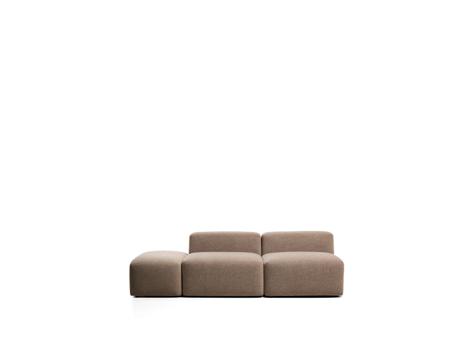 Blok 3-personers sofa med chenille-puf i enden