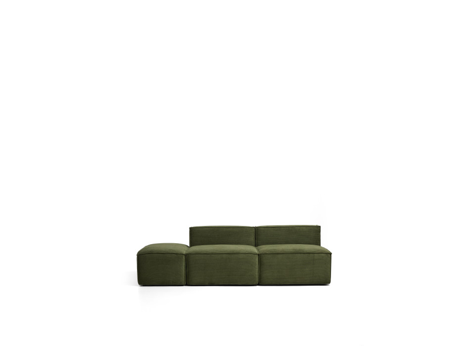 Blok 3-personers sofa med puf i kraftig grøn corduroy, 240 cm FSC Mix Credit