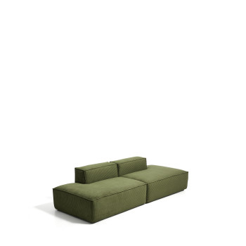 Blok 3-personers sofa i kraftig fløjlsbukser, grøn, 290 cm FSC Mix Credit